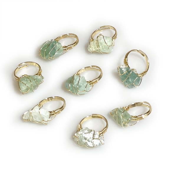 Rough Amazonite Gold Wire-Wrapped Ring - Picture 5 of 5